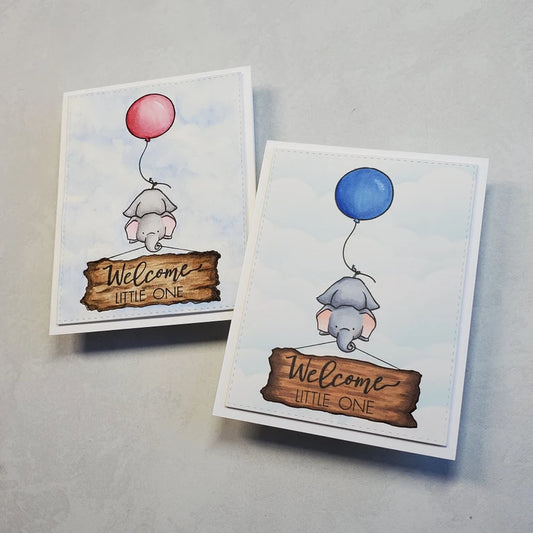 Baby Card - Elephant w Balloon