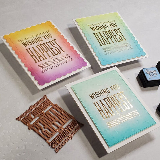 Birthday Card - Foiled Ombre Background