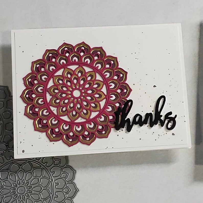 Congratulations Card - Layered Dahlia Mandalas