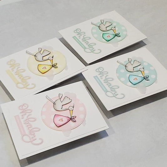Baby Card - Pastel Storks