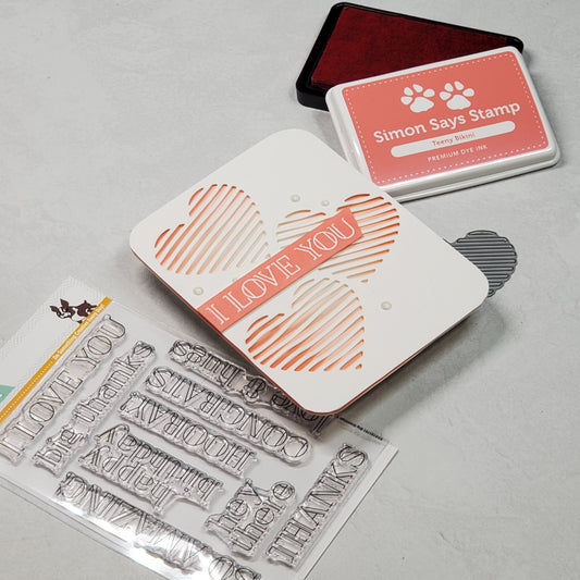 Valentine's Card - Diecut Striped Heart Trio