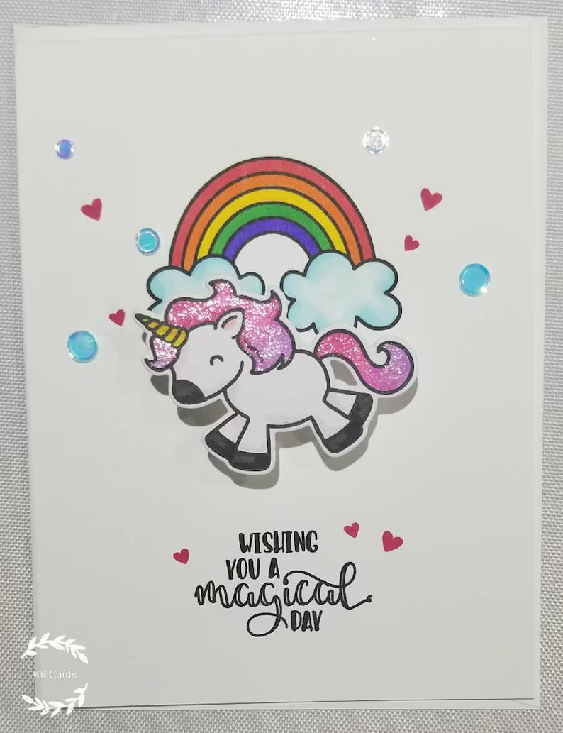 Birthday Card - Unicorn Action Wobbler