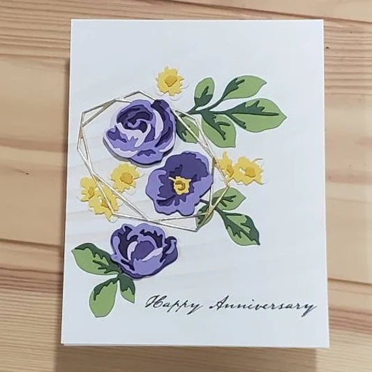 Wedding and Anniversary Card - Modern Diecut Florals