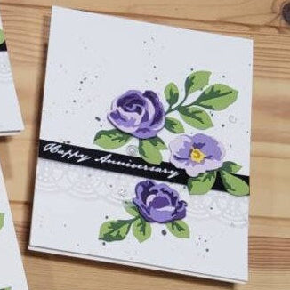 Wedding and Anniversary Card - Floral Diecuts with Lace Border