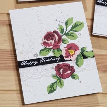 Wedding and Anniversary Card - Floral Diecuts with Lace Border