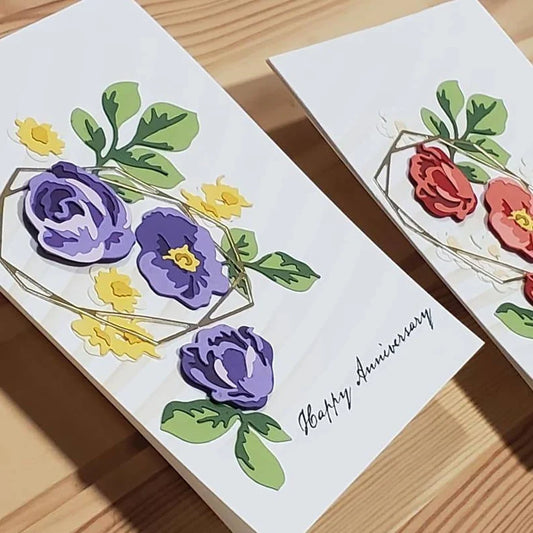 Wedding and Anniversary Card - Modern Diecut Florals