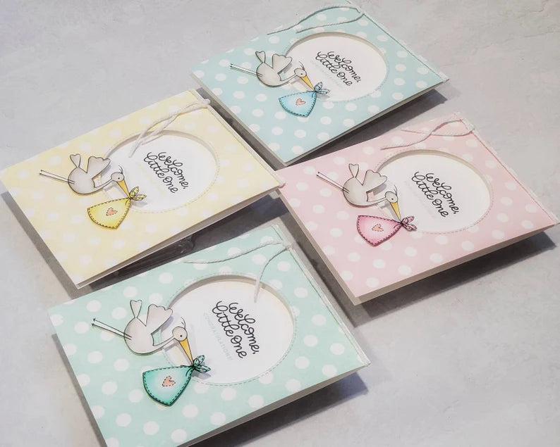 Baby Card - Pastel Polka Dots