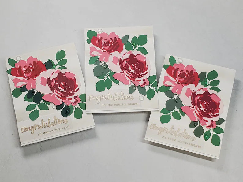 Congratulations Card - Watercolored Roses