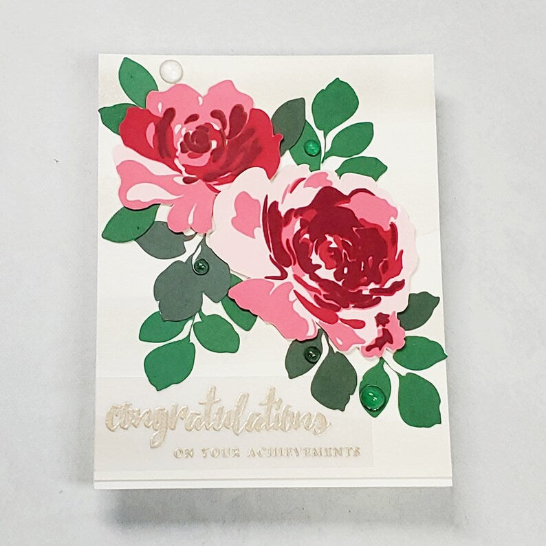 Congratulations Card - Watercolored Roses