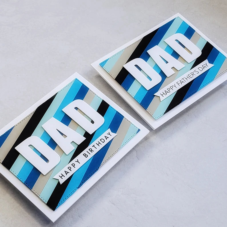 Father's Day / Birthday Card - Striped Backgrounds w Bold Sentiment