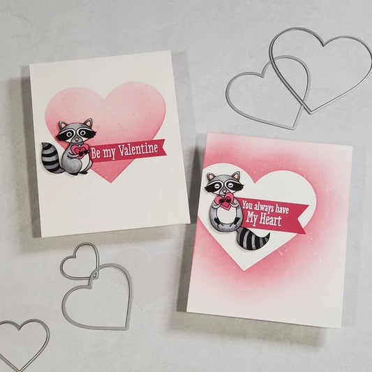 Valentine's Card - Raccoon with Ink Blended Heart