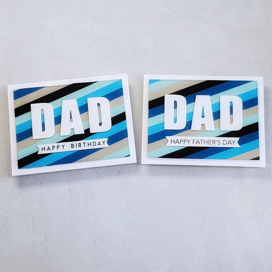 Father's Day / Birthday Card - Striped Backgrounds w Bold Sentiment