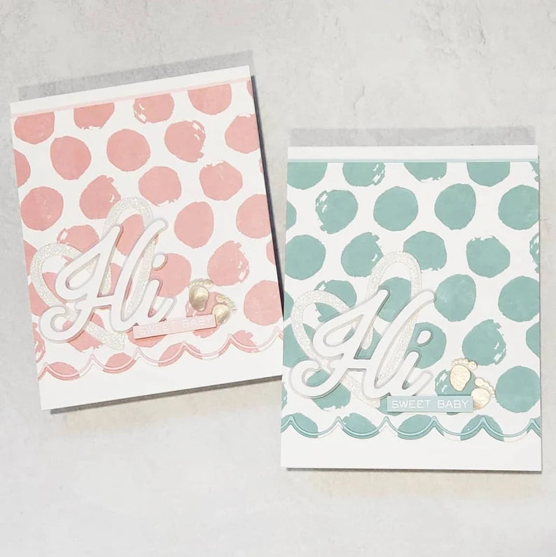 Baby Card - Pastel Polka Dots w Scallop Edges