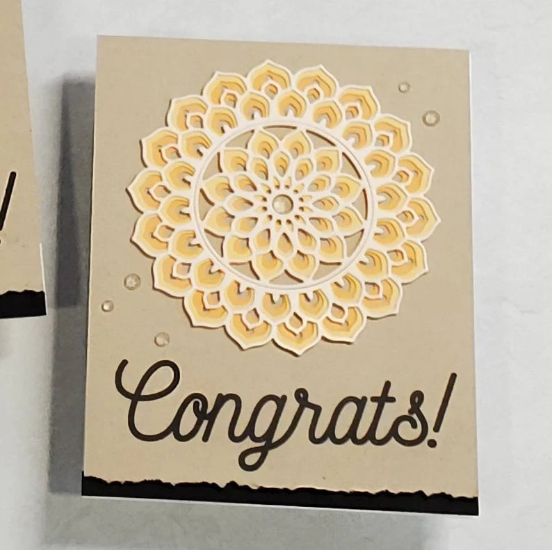 Congratulations Card - Layered Dahlia Mandalas