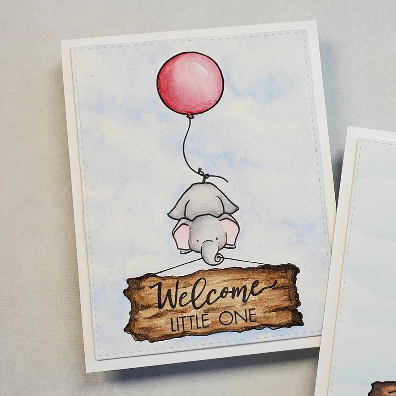 Baby Card - Elephant w Balloon