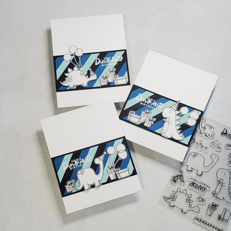 Birthday Cards - Striped Dinomite Birthday