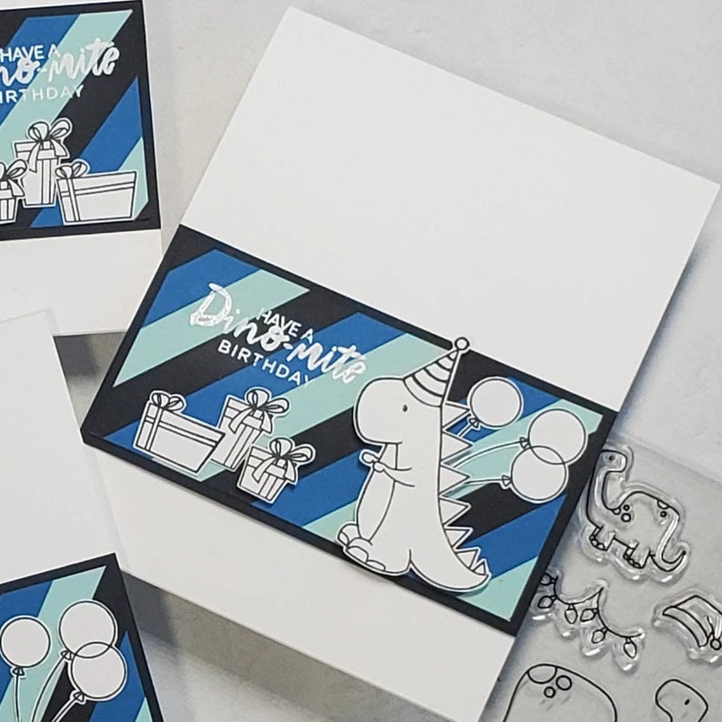 Birthday Cards - Striped Dinomite Birthday