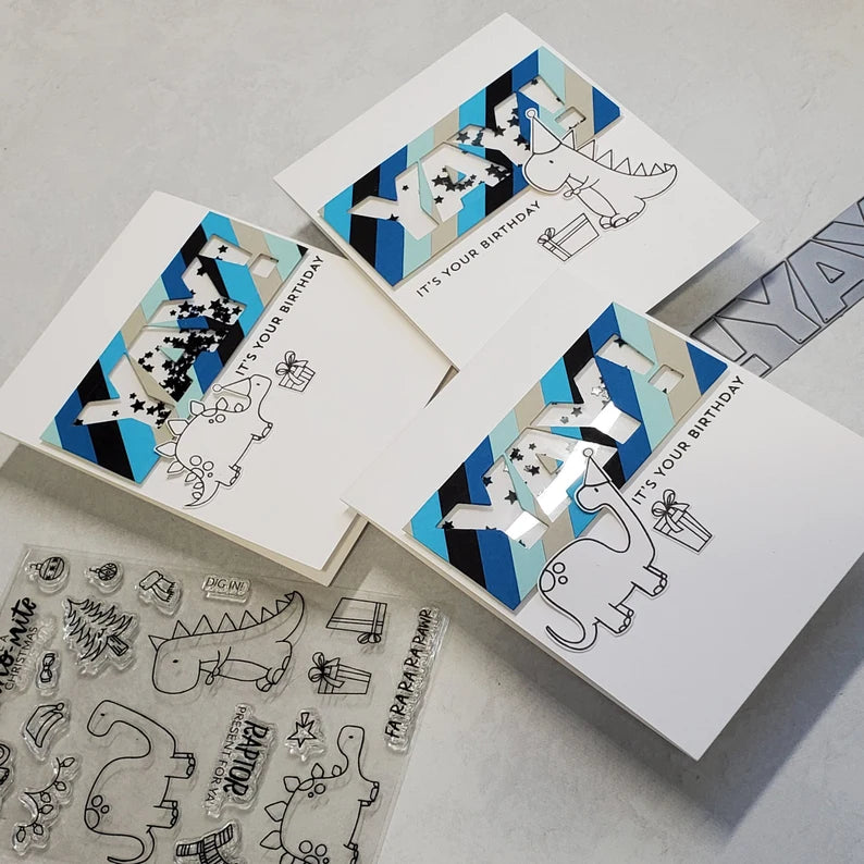 Birthday Card - Dinosaur Shaker Card