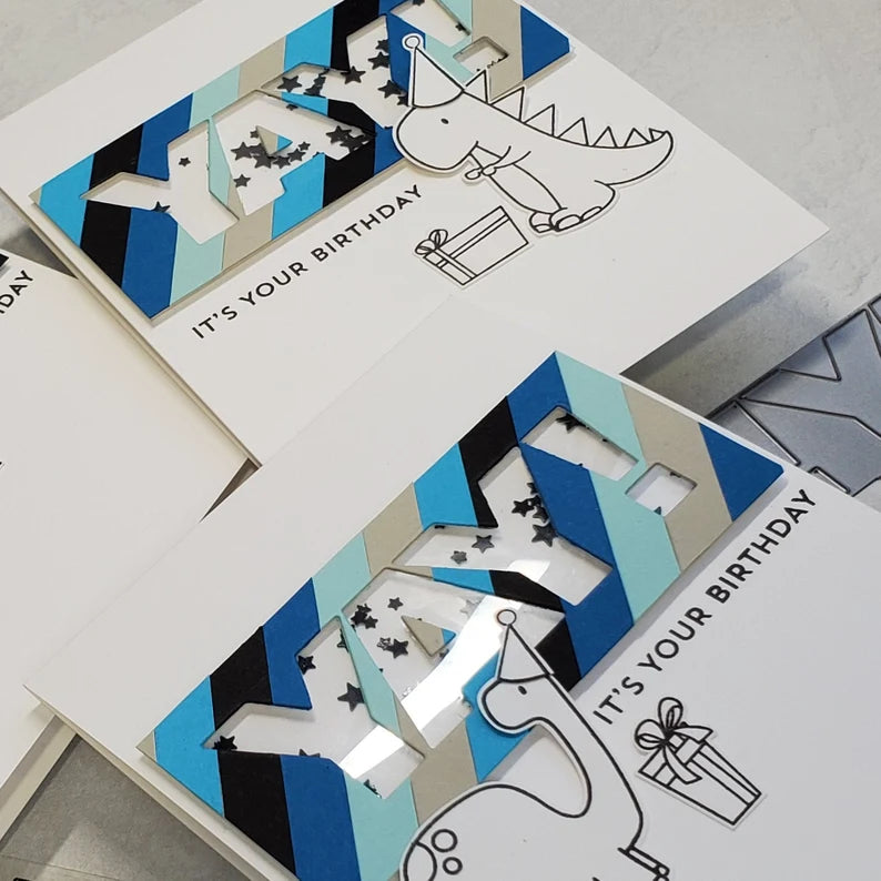 Birthday Card - Dinosaur Shaker Card