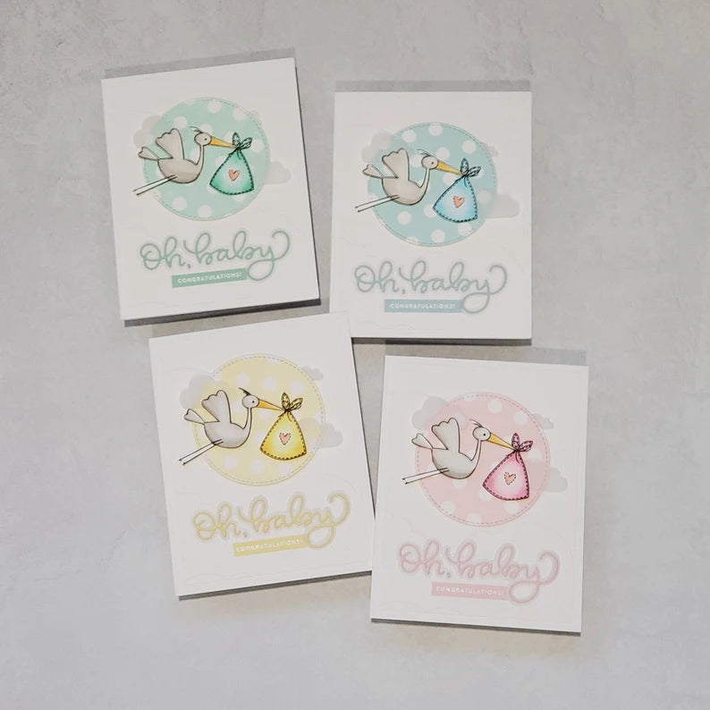Baby Card - Pastel Storks