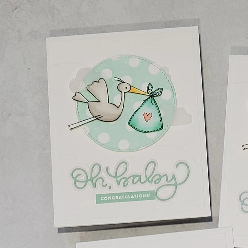Baby Card - Pastel Storks
