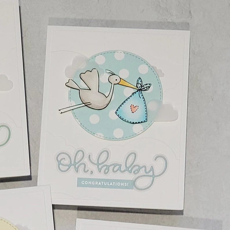 Baby Card - Pastel Storks