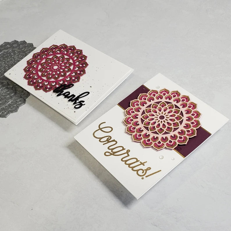 Congratulations Card - Layered Dahlia Mandalas