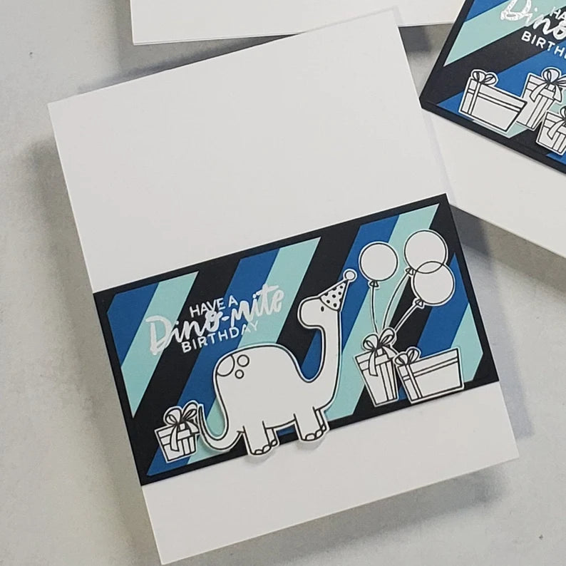 Birthday Cards - Striped Dinomite Birthday