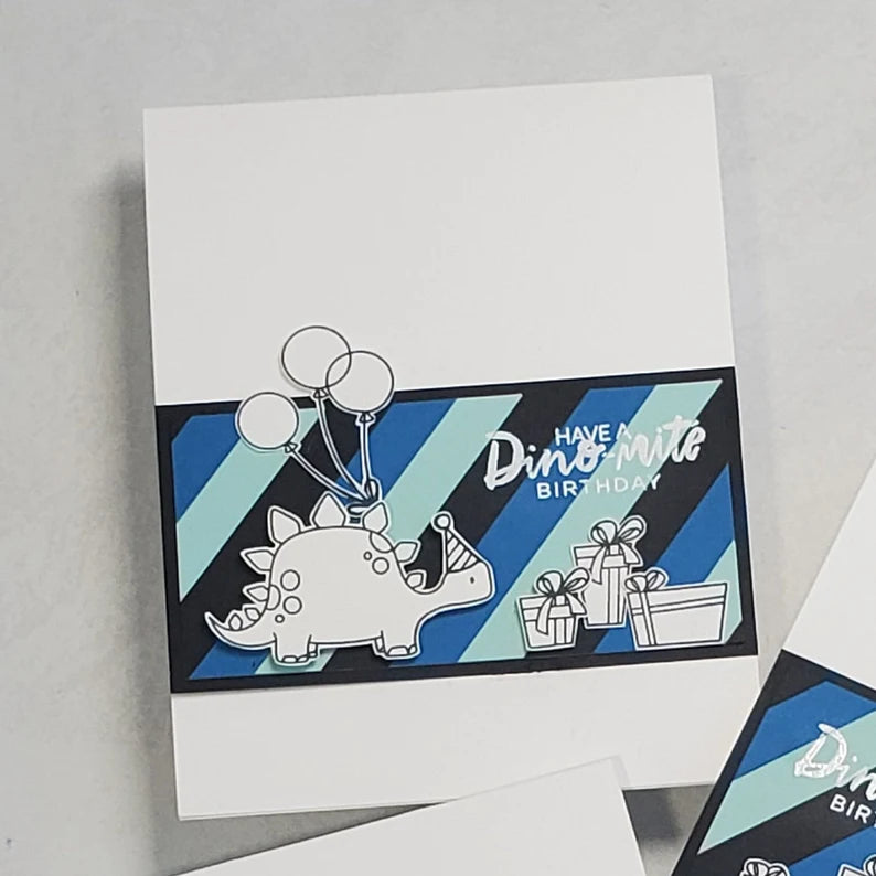 Birthday Cards - Striped Dinomite Birthday