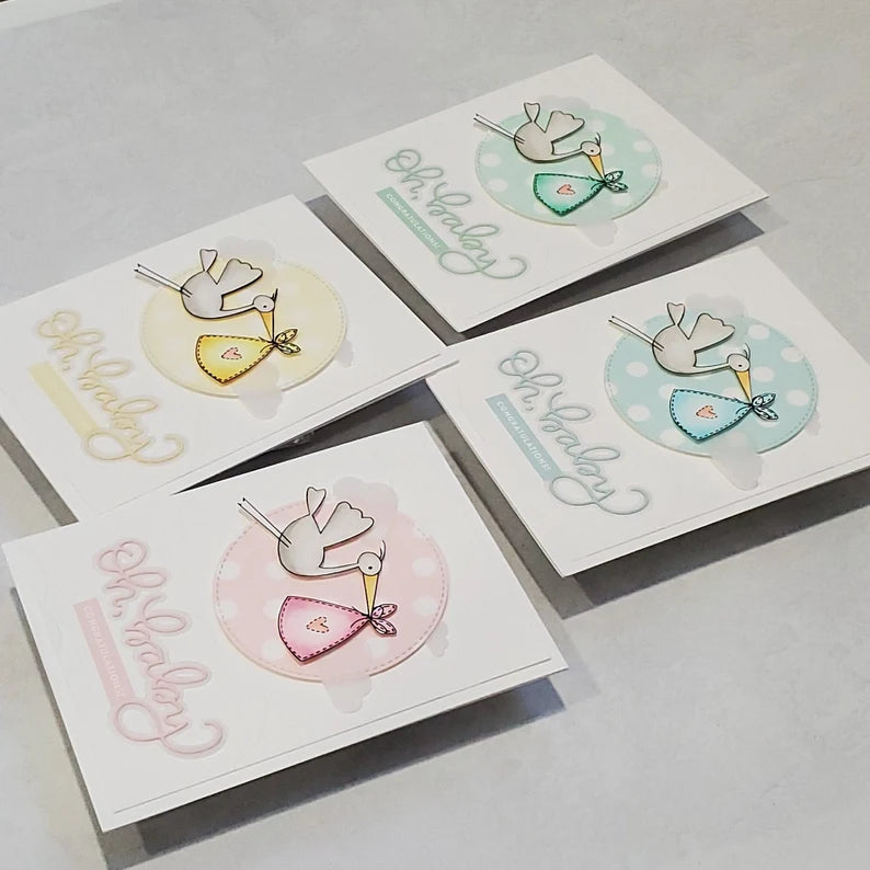Baby Card - Pastel Storks