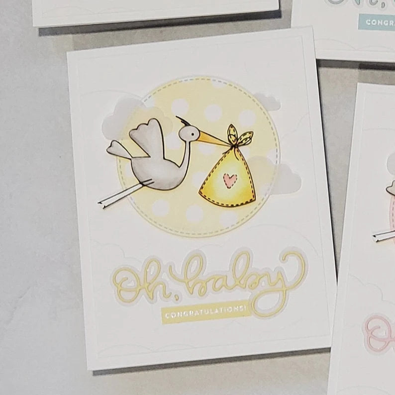 Baby Card - Pastel Storks