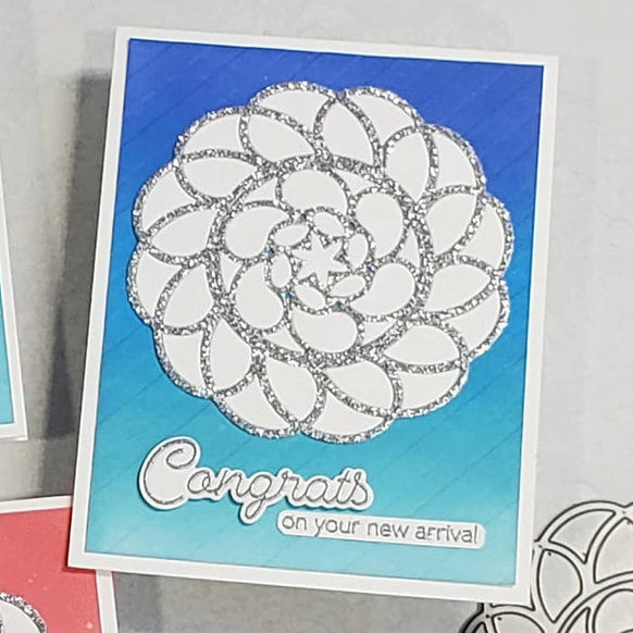 Baby Card - Bright Ombre Background w Glitter Mandala