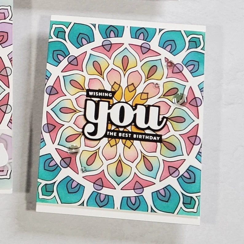 Birthday Card - Rainbow Blended Mandalas