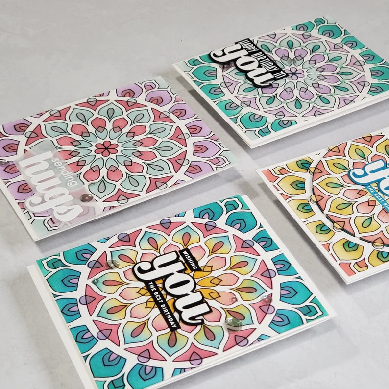 Birthday Card - Rainbow Blended Mandalas